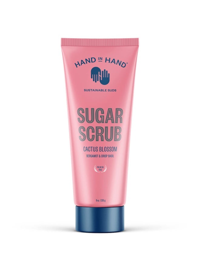 Hand in Hand Hand in Hand Sugar Scrub, Gentle Exfoliation For All Skin Types, 9 Ounce, Bergamot & Crisp Basil, Cactus Blossom Scent, Single