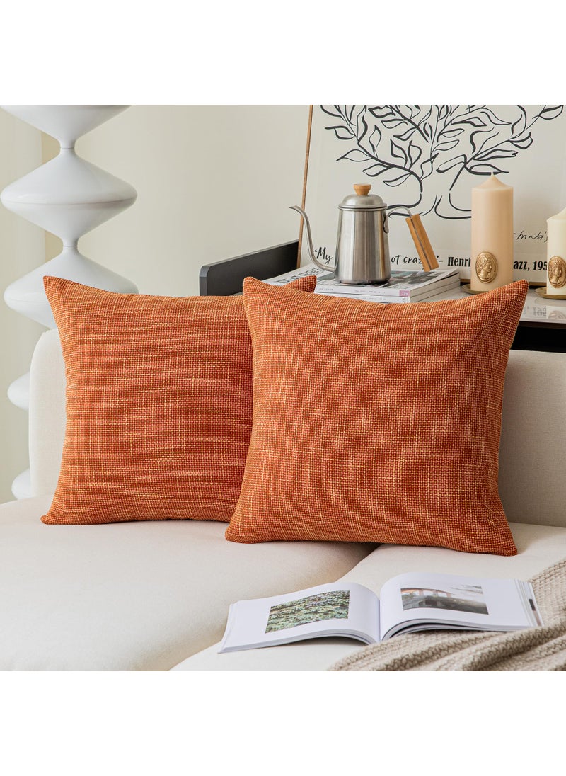 K KEVIN TEXTILE Kevin Textile Fall Pillow Cover Decor Lined Linen Throw Pillow Cases Cushion Cover Seasonal Autumn Pillow Covers for Chair  18 ""x18 ""(2 Pack  Orange)  - Image 1