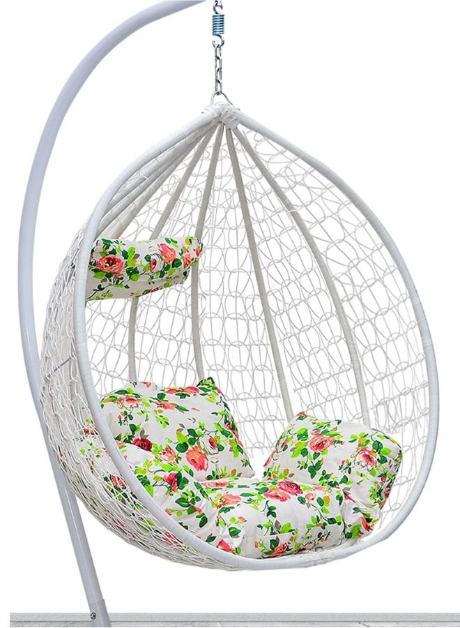 SULSHA Hanging Egg Indoor Outdoor Patio Wicker Rattan Swing Chair with UV Resistant Random Washable Cushions & Iron Frame for Garden, Living Room & Backyard White - Image 3