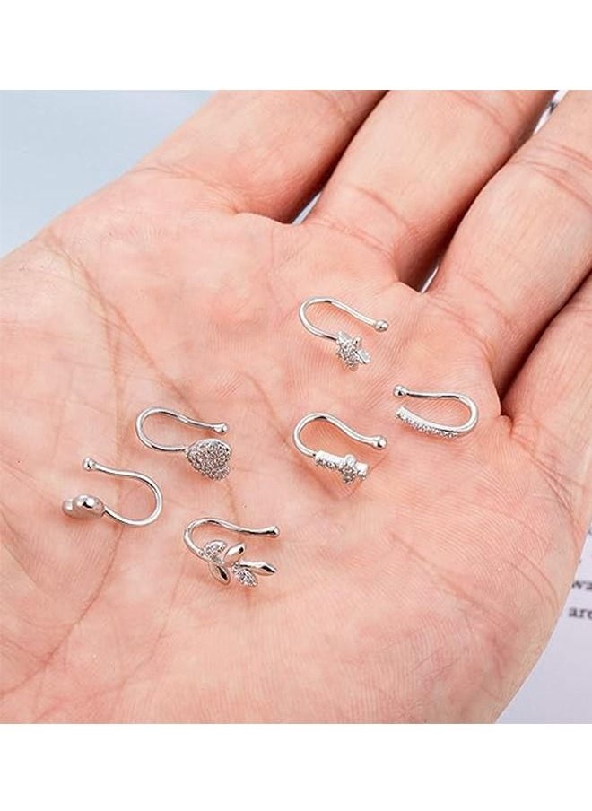 Ocean - 6 Pcs Fake Nose Ring for Women Nose Cuffs Non Piercing Jewelry Adjustable Faux Nose Rings Set - Image 1