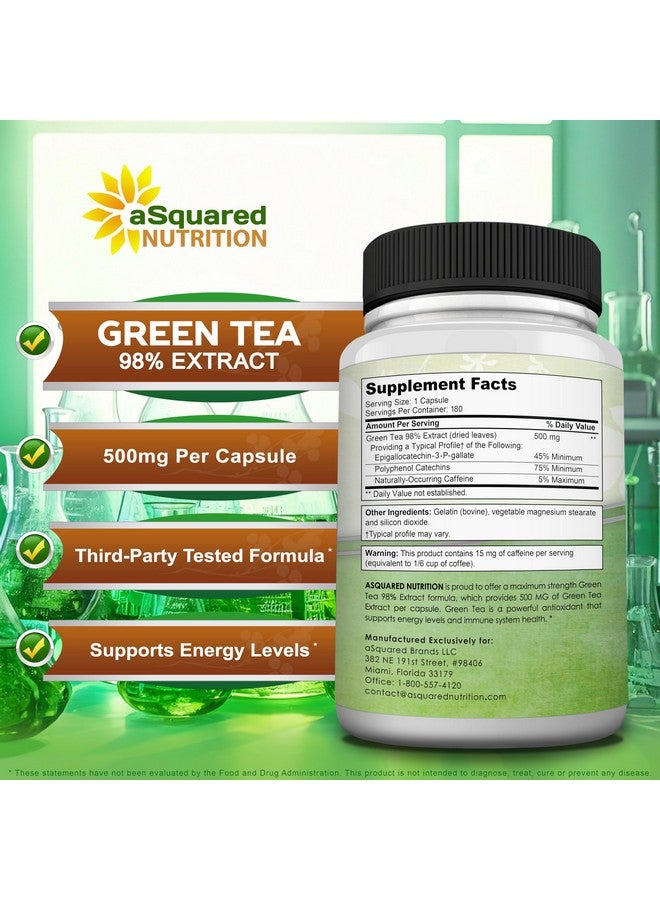 aSquared Nutrition Green Tea Extract with EGCG - 180 Capsules - 500mg per Capsule - 75% Polyphenols, 45% EGCG - Antioxidant Support, Heart Health, Natural Detox - Low Caffeine Supplement - Image 5