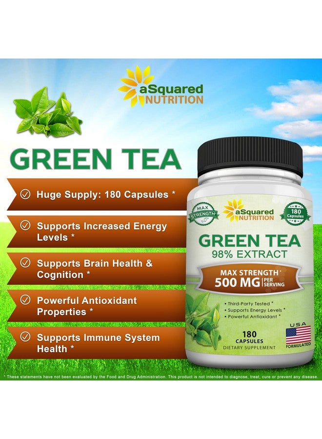 aSquared Nutrition Green Tea Extract with EGCG - 180 Capsules - 500mg per Capsule - 75% Polyphenols, 45% EGCG - Antioxidant Support, Heart Health, Natural Detox - Low Caffeine Supplement - Image 3