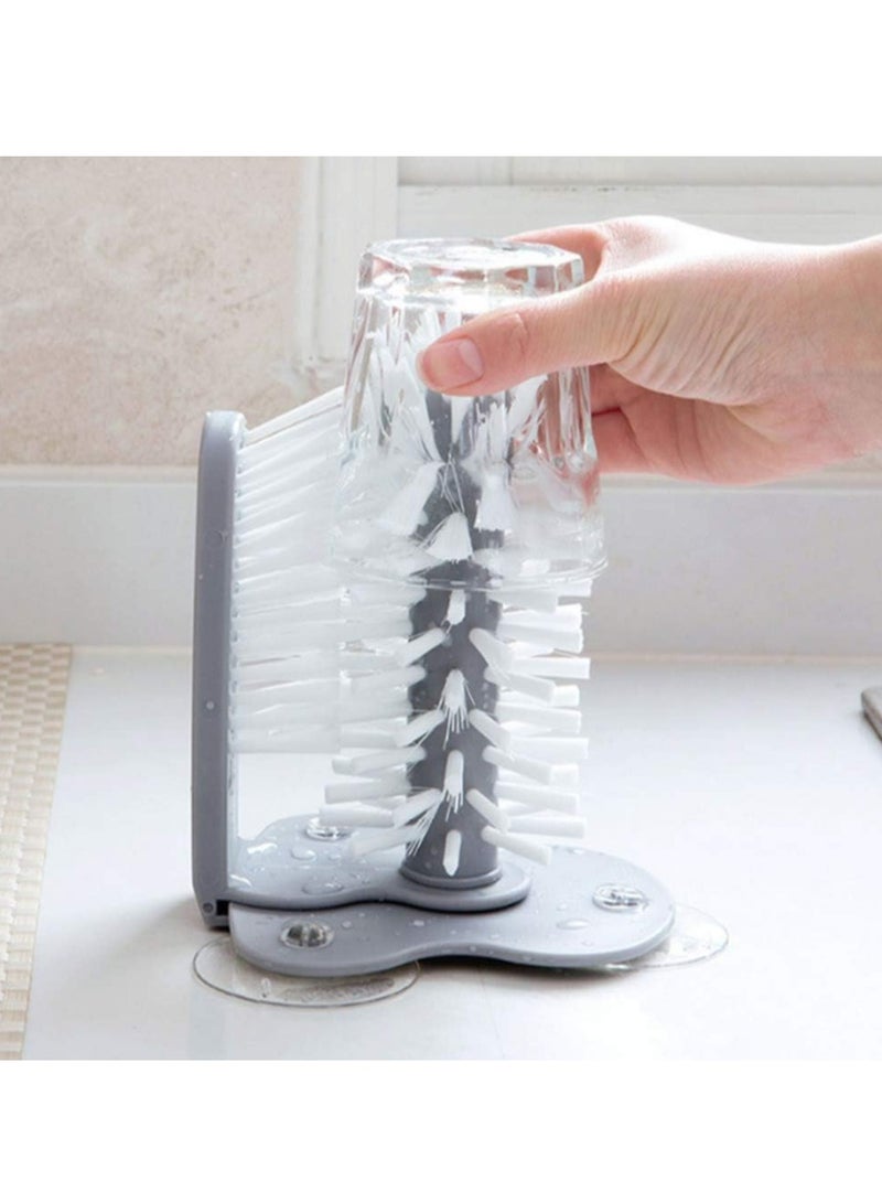 أوزيغالور مغسلة زجاج مع فرشاة ذات جانبين لتنظيف الزجاجات والقناني في المطعم والمطبخ مع الصفائح الانسحابية - Image 3