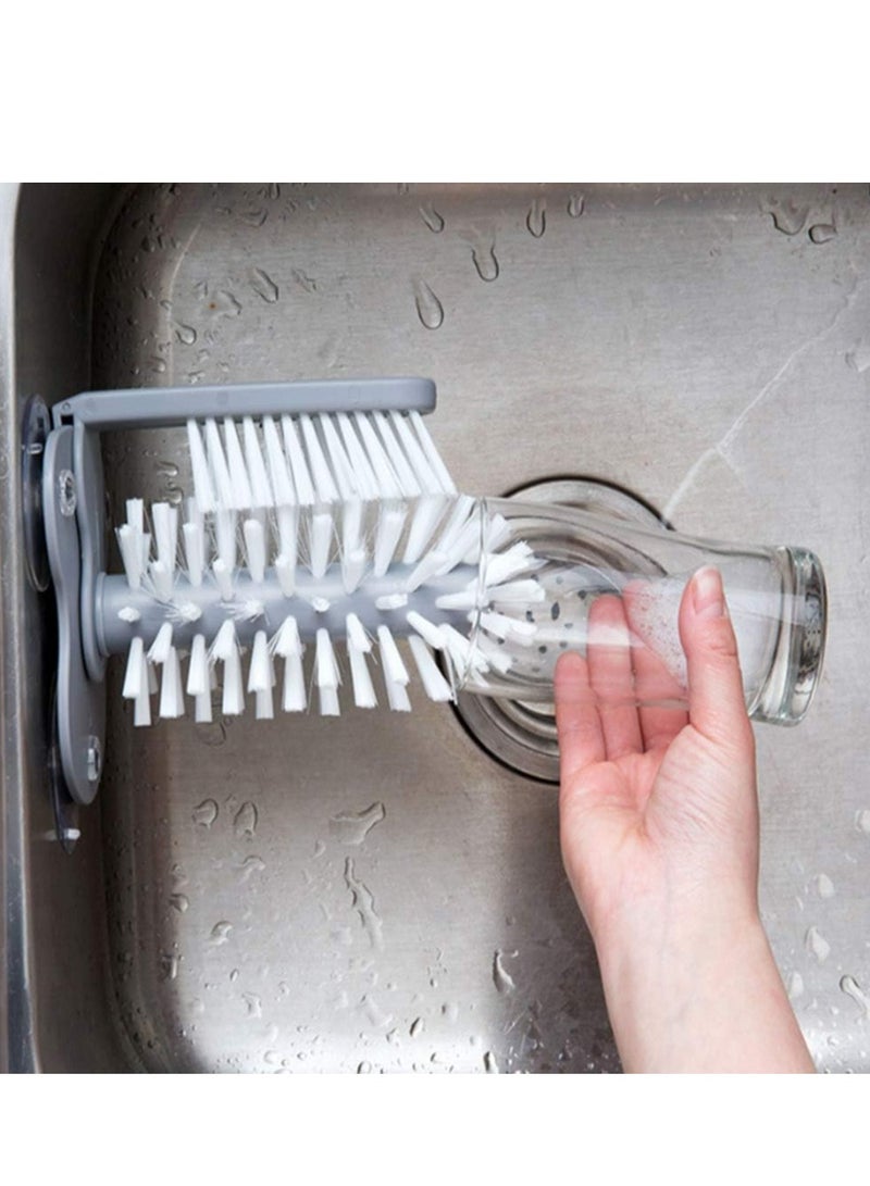 أوزيغالور مغسلة زجاج مع فرشاة ذات جانبين لتنظيف الزجاجات والقناني في المطعم والمطبخ مع الصفائح الانسحابية - Image 4