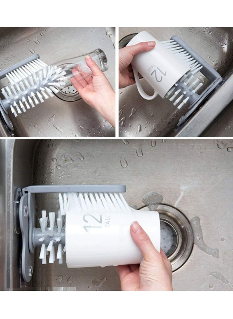 أوزيغالور مغسلة زجاج مع فرشاة ذات جانبين لتنظيف الزجاجات والقناني في المطعم والمطبخ مع الصفائح الانسحابية - Image 2