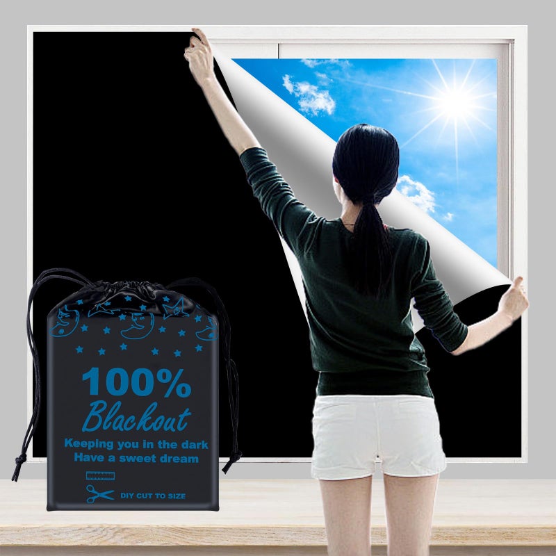 BoxElfos 100 Blackout Blind Curtains Window Cove 79x 59 DIY Cut to Any Size or Shape Hook  Loop Tabs Portable Bags for Travel  Light  UV Blocking  for HouseBaby NurseryApartment