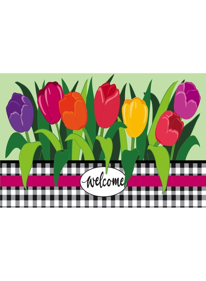 Evergreen Flag Sassafras Welcome Spring Tulips Interchangeable Entrance Doormat | Indoor and Outdoor | 22-inches x 10-inches | Non-Slip Backing | All-Season | Low Profile | Home Decor - Image 1