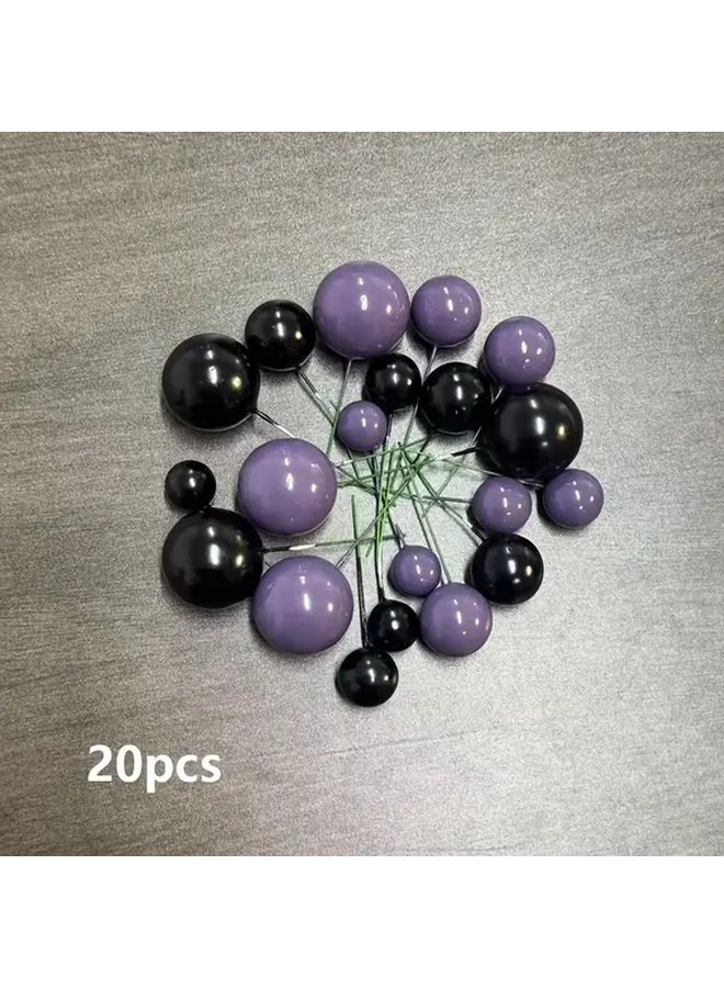 20 قطعة من زينة الكعك الإسفنجية الأرجوانية والسوداء لحفلات أعياد الميلاد والأعراف وحفلات التخرج - Image 1