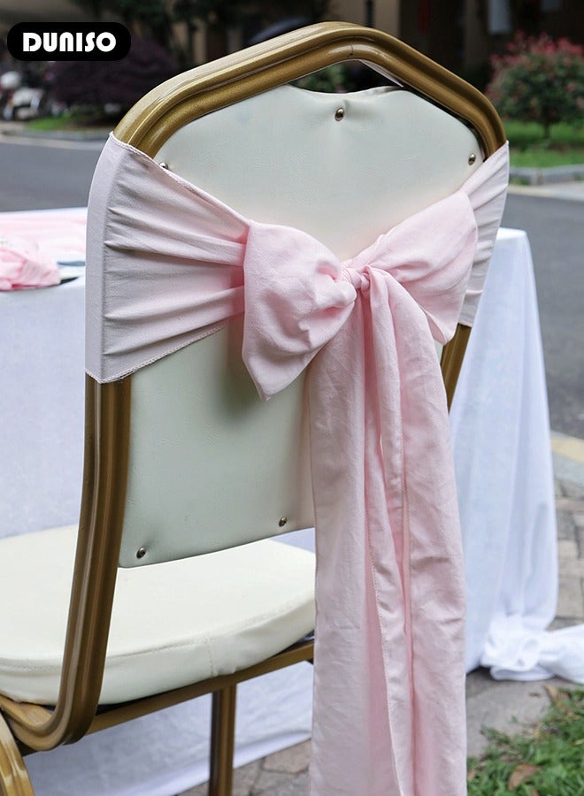 DUNISO 5 PCS 18*250cm Satin Chair Sashes Wedding Chair Bow, Banquet Chair Decorative Ties Bows Chair Cover Decor for Wedding Banquet Event Party Hotel Dining Chair Decoration  - Image 3