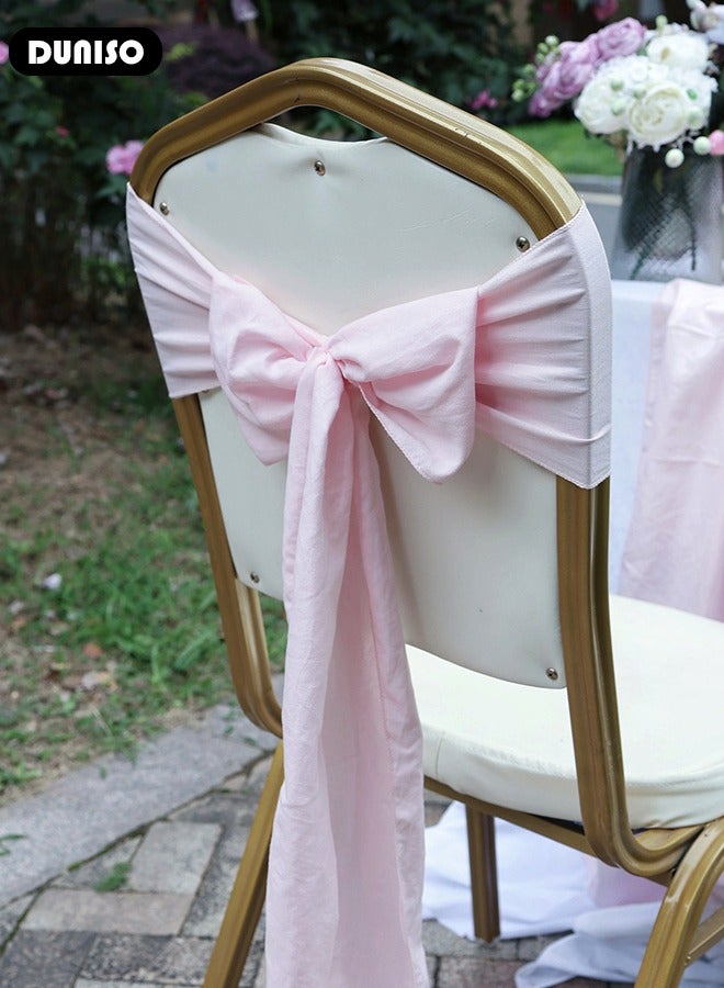 DUNISO 5 PCS 18*250cm Satin Chair Sashes Wedding Chair Bow, Banquet Chair Decorative Ties Bows Chair Cover Decor for Wedding Banquet Event Party Hotel Dining Chair Decoration  - Image 5