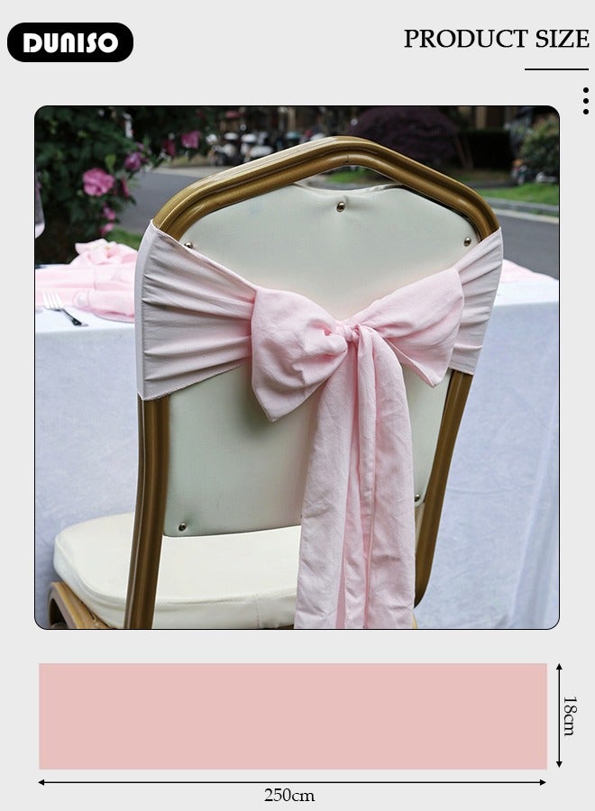 DUNISO 5 PCS 18*250cm Satin Chair Sashes Wedding Chair Bow, Banquet Chair Decorative Ties Bows Chair Cover Decor for Wedding Banquet Event Party Hotel Dining Chair Decoration  - Image 4