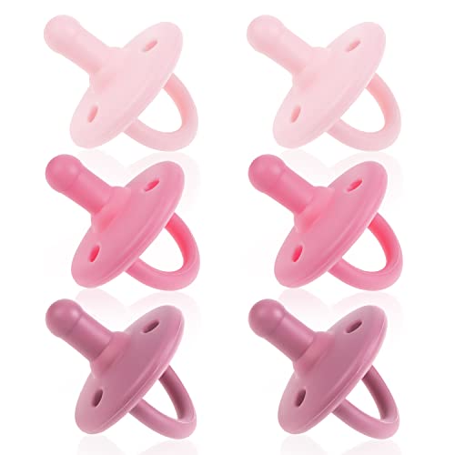 Sweet Child Pacifiers 0-18 Months, Set of 6 Ultra-Light Silicone Binkies with Collapsible Handle & 3 Air Holes for Added Safety, Best Newborn Pacifiers for Baby Boys Or Girls - Image 1