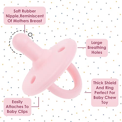 Sweet Child Pacifiers 0-18 Months, Set of 6 Ultra-Light Silicone Binkies with Collapsible Handle & 3 Air Holes for Added Safety, Best Newborn Pacifiers for Baby Boys Or Girls - Image 5