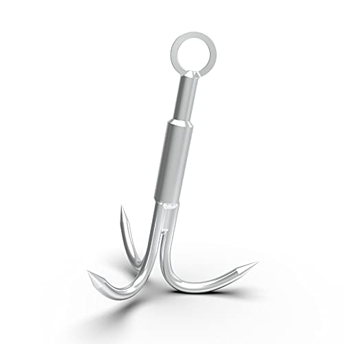 MHDMAG Grappling Hook, Carabiner Climbing with 3-Claw Stainless Steel Hooks for Retrieving, Outdoor Hiking, Tree Limb Removal,Middle - Image 1