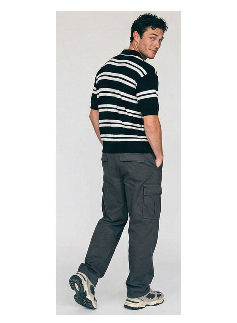 RAVIN Men's Nautical Striped Knit Polo Shirt - Image 4