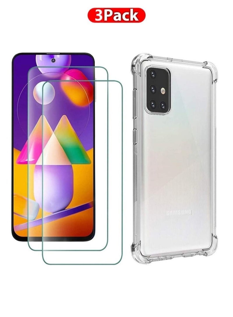 جراب غوريلا ممتص للصدمات لهاتف Samsung Galaxy M31s 3Pack وواقي شاشة 6.5 بوصة شفاف - Image 1