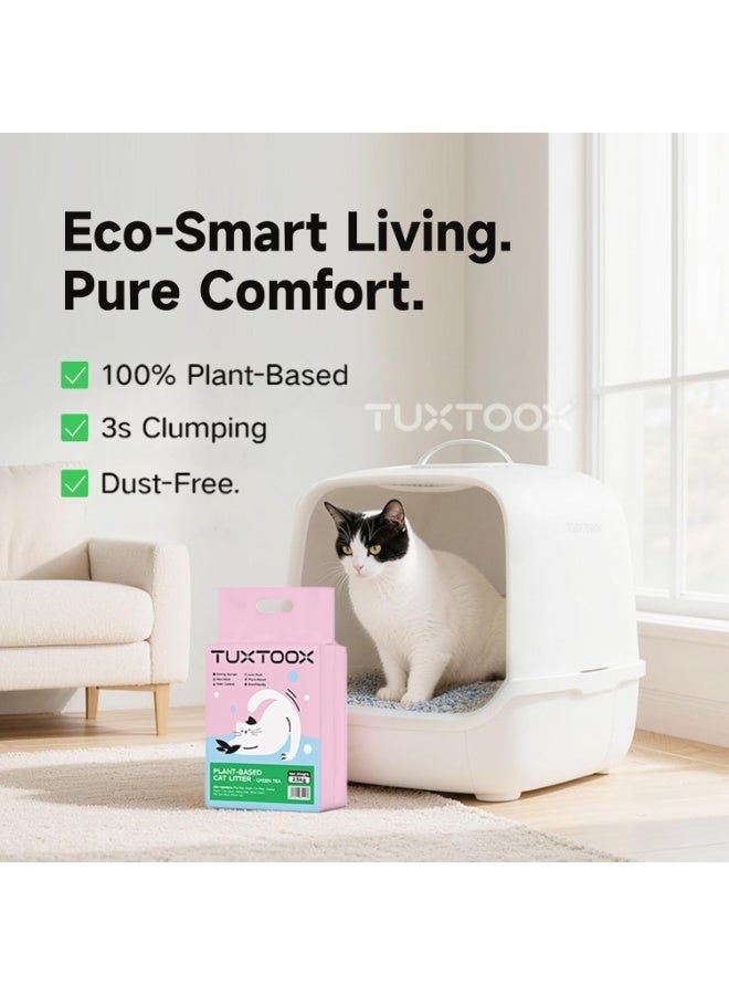 TUXTOOX Plant-Based Cat Litter Unscented 2.5kg Eco-Friendly Tofu Cat Litter Fast Clumping Low Dust Superior Odor Control - Image 4