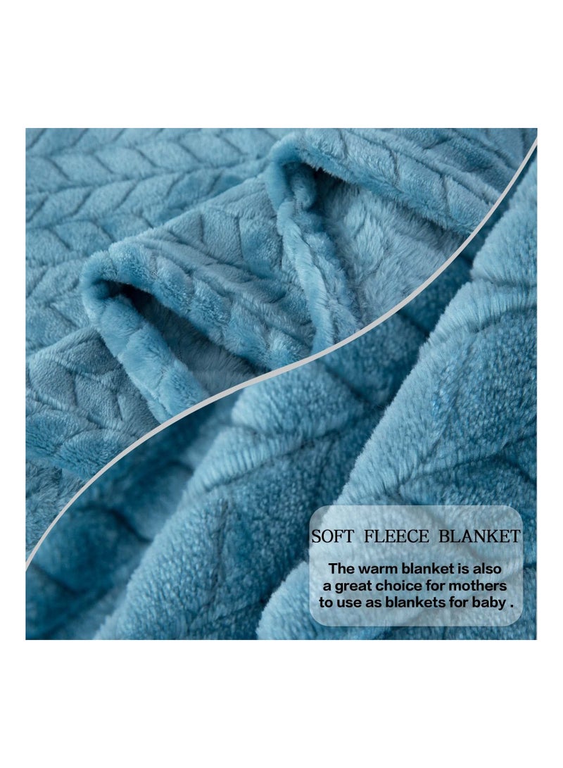 Y&D Fleece Throw Blankets, Super Soft Flannel Cozy Blankets for Adults, Washable Lightweight Fuzzy Blanket Couch Sofa Bed Office, Size Warm Plush All Season (50"×70", Blue)  - Image 2