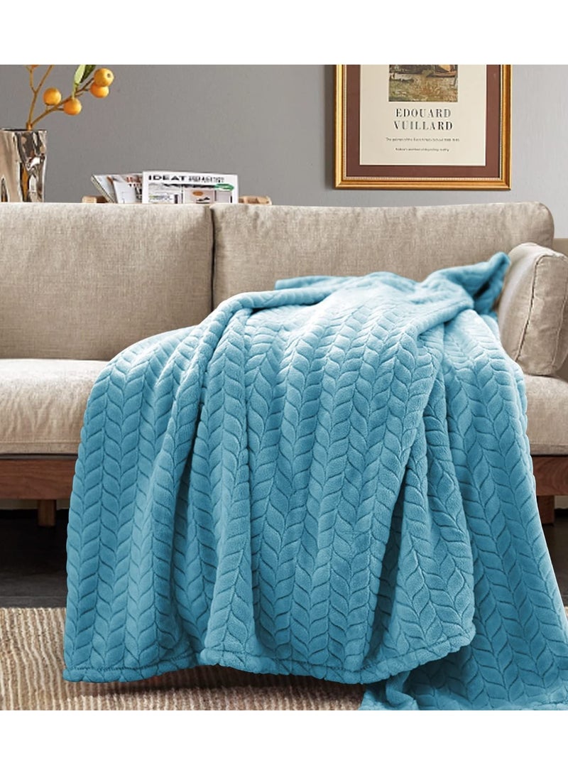 Y&D Fleece Throw Blankets, Super Soft Flannel Cozy Blankets for Adults, Washable Lightweight Fuzzy Blanket Couch Sofa Bed Office, Size Warm Plush All Season (50"×70", Blue)  - Image 4