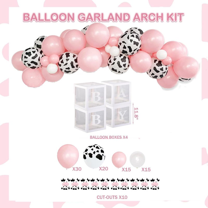 Fiesec Cow Baby Shower Decorations for Girl, Fiesec Pink Farm Cow Themed Baby Shower Decorations Backdrop Balloon Garland Welcome Baby Banner Tablecloth Cake Topper Box Cutout Mom To Be Sash - Image 5