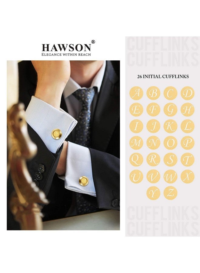 هاوسن أزرار أكمام AZ للرجال والنساء، أزرار أكمام ذهبية اللون منقوشة بحروف أولية للقميص الفرنسي، هدية للارتداء العادي والعملي - مقاس M - Image 2