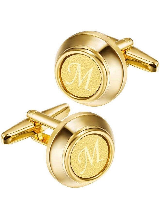 هاوسن أزرار أكمام AZ للرجال والنساء، أزرار أكمام ذهبية اللون منقوشة بحروف أولية للقميص الفرنسي، هدية للارتداء العادي والعملي - مقاس M - Image 1