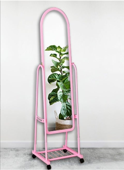 Adjustable Stand Up Portable Full Body Rolling Mirror On Wheels With Convenient Underneath Storage Compartment For Easy Access And Organization