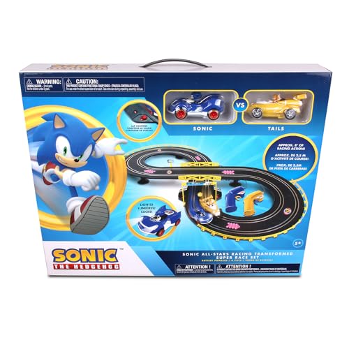 NKOK Sonic & Tails RC Slot Car Set Race Set Vehicle, Black, Cars Rase on Figure-8 Track, Features a Lap Counter, Perfect Item for Kids, Ages 5 and up - Image 3