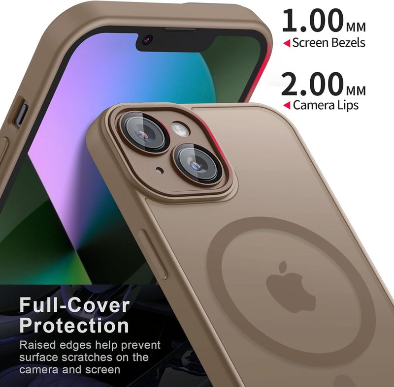 Demark Magnetic for iPhone 13 Case, [Compatible with MagSafe][10 FT Military Grade Drop Protection] [Dual Layer Structure Protection] Non-Slip Heavy Duty Full-Body Shockproof iPhone 13 Cover (Brown) - Image 2