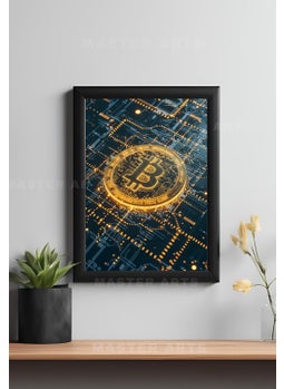 Master Flame Bitcoin Themed Aesthetic Wall Art Poster for Living Room Home Wall Decor Motivational Inspirational Bitcoin Rich Dollar Crypto A4 FRAMED BITCOINMOTIVATION4
