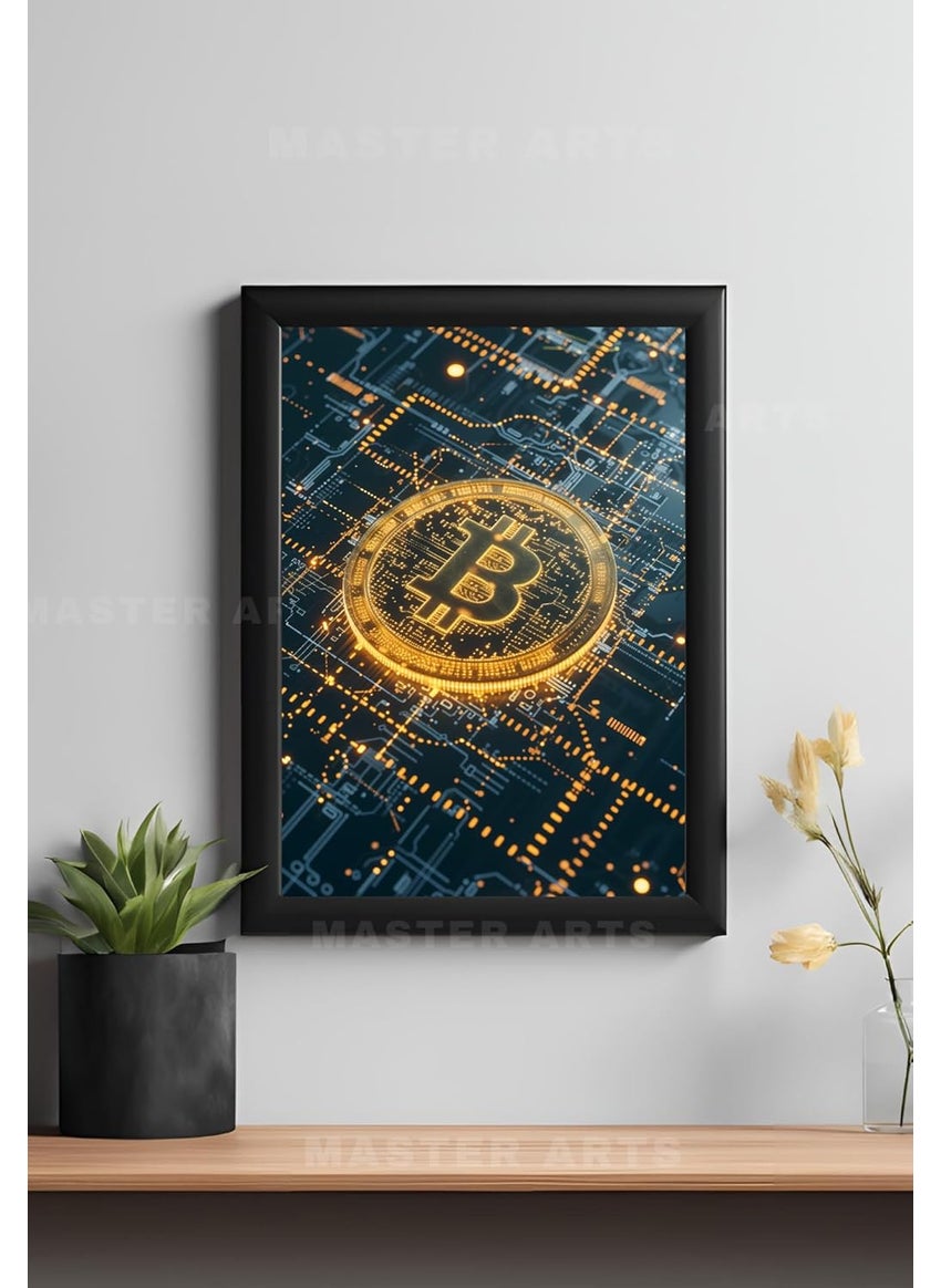 Master Flame - Master Flame Bitcoin Themed Aesthetic Wall Art Poster for Living Room Home Wall Decor Motivational Inspirational Bitcoin Rich Dollar Crypto A4 FRAMED BITCOINMOTIVATION4 - Image 1
