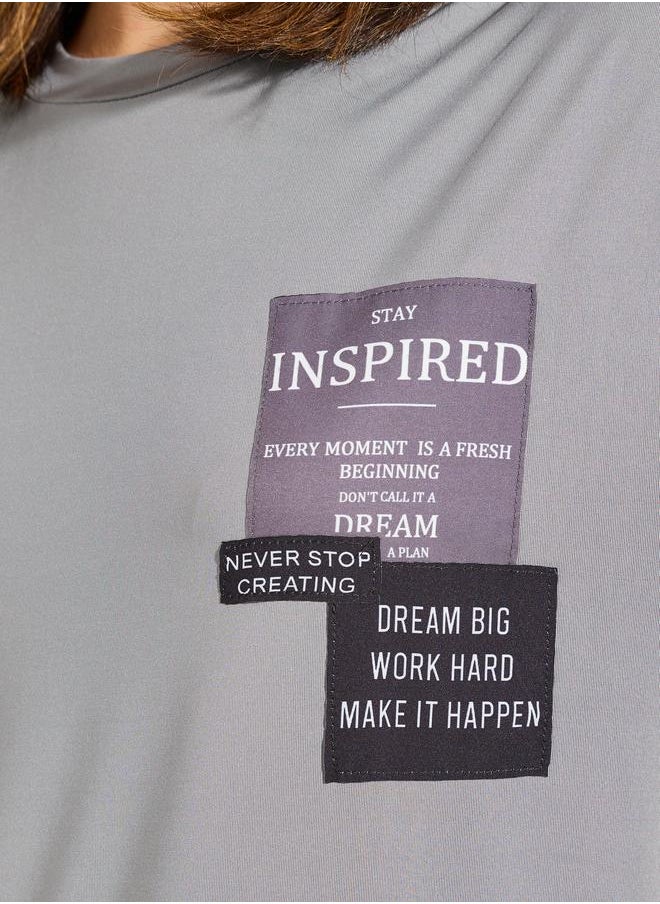 Styli Oversized Patch Label Inspired T-Shirt with Dropped Shoulder  - Image 5