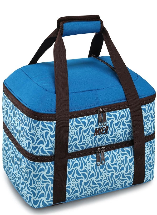 MIER Insulated Casserole Carrier Fits 9"x13" Baking Dishes/Foil Pans, Double Food Carriers Bag Thermal Holder for Hot or Cold Food Lasagna Lugger Potluck Parties Picnic Travel, Blue - Image 1