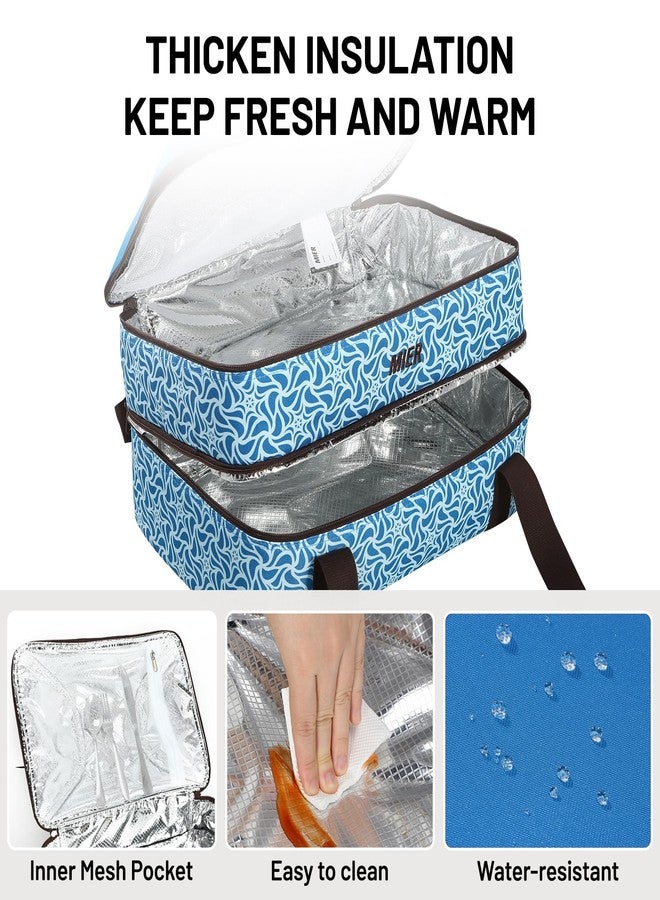 MIER Insulated Casserole Carrier Fits 9"x13" Baking Dishes/Foil Pans, Double Food Carriers Bag Thermal Holder for Hot or Cold Food Lasagna Lugger Potluck Parties Picnic Travel, Blue - Image 5