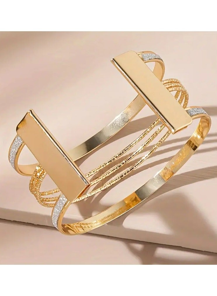 Goolsky 1pc Multi Layers Open Bangle Bracelet – Vintage Style Metal Hand Bangle Jewelry Accessory, Multi-Layer Open Design, Daily Wear/Vintage Style, Anti-Tarnish - Image 3