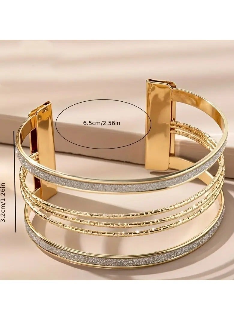 Goolsky 1pc Multi Layers Open Bangle Bracelet – Vintage Style Metal Hand Bangle Jewelry Accessory, Multi-Layer Open Design, Daily Wear/Vintage Style, Anti-Tarnish - Image 2