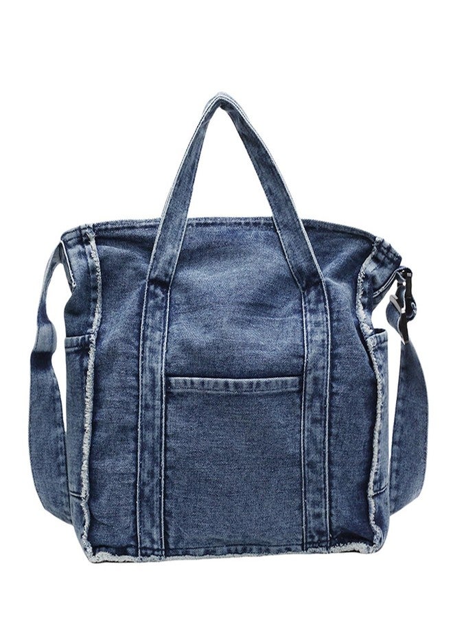 Extolove Denim Tote Bags for Women Jean Purse Casual Denim Handbag Large Capacity Crossbody Shoulder Bag (Light Blue) - Image 1