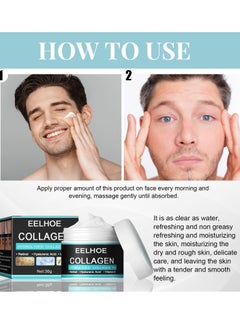 EELHOE Collagen Cream for Men, Men's Age Rewind Wrinkle Moisturizing Gel, Men's Anti Age Wrinkle Cream, Skin Firming and Tightening Lotion for Face (50g)  - Image 4