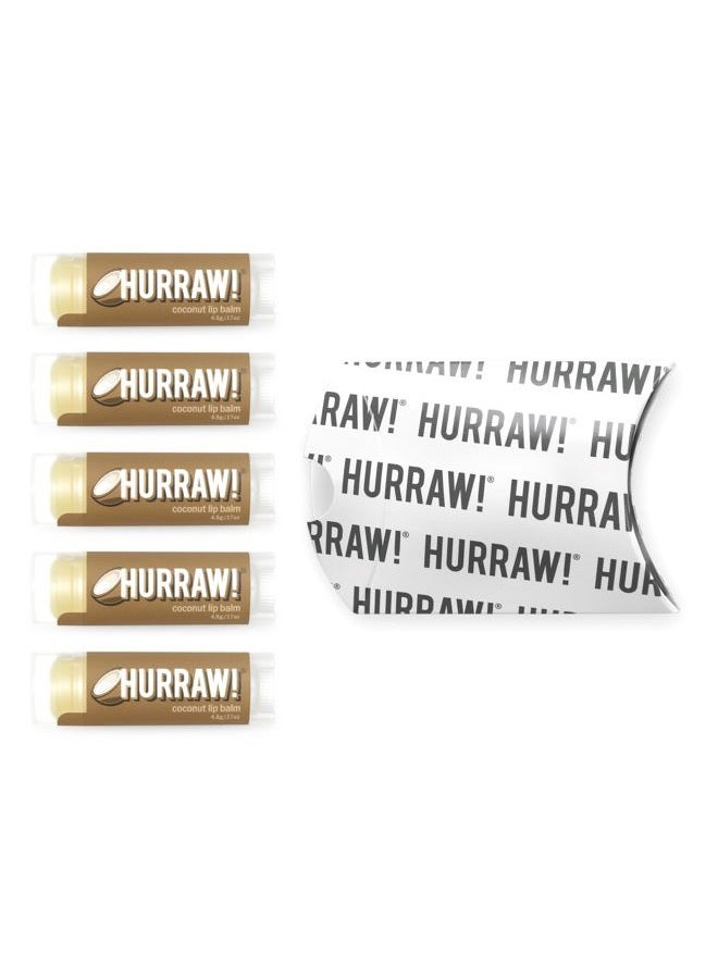 Hurraw! Coconut Lip Balm, 5 Pack: Organic, Certified Vegan, Cruelty and Gluten Free. Non-GMO, 100% Natural Ingredients. Bee, Shea, Soy and Palm Free. Made in USA - Image 2
