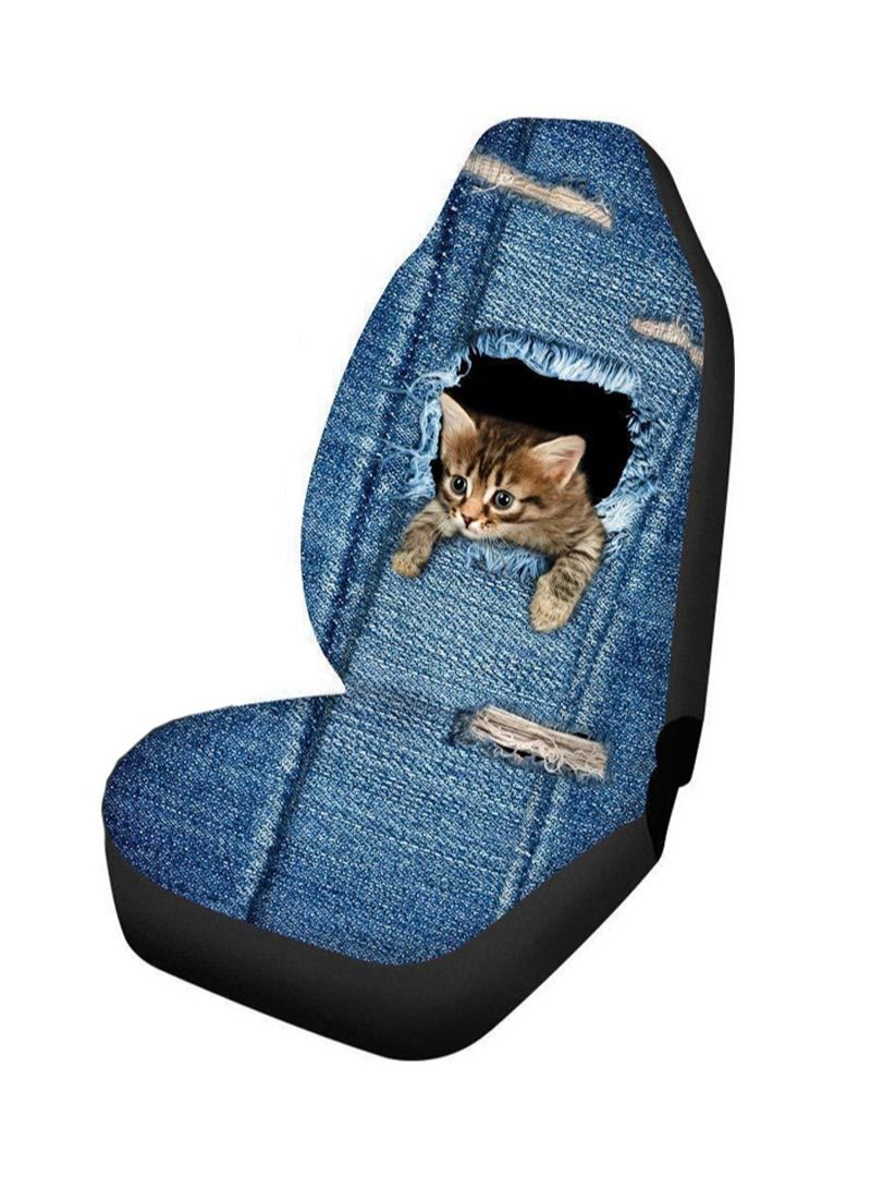 FOCOLABU 1 Piece Set Car Seat Cover General Motors Driver Seat Cover Protector Three Tear Marks Cowboy Cat Animal High Back Print High Back Seat Cover Fits Most SUV Vans - Image 1