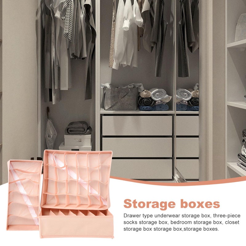 Underwear Storage Box Set 3pcs Pink Organizer With 6 7 20 Grids For Bedroom - Image 4