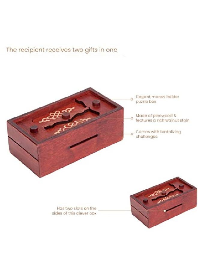 Bits and Pieces - Japanese Secret Puzzle Box Camouflage Your Cash Money Holder Brain Teaser Wooden Secret Compartment Brain Game - Image 1