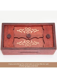 Bits and Pieces صندوق الألغاز الياباني السري - حامل نقود - لعبة ألغاز خشبية - حجرة سرية - لعبة دماغية  - Image 4