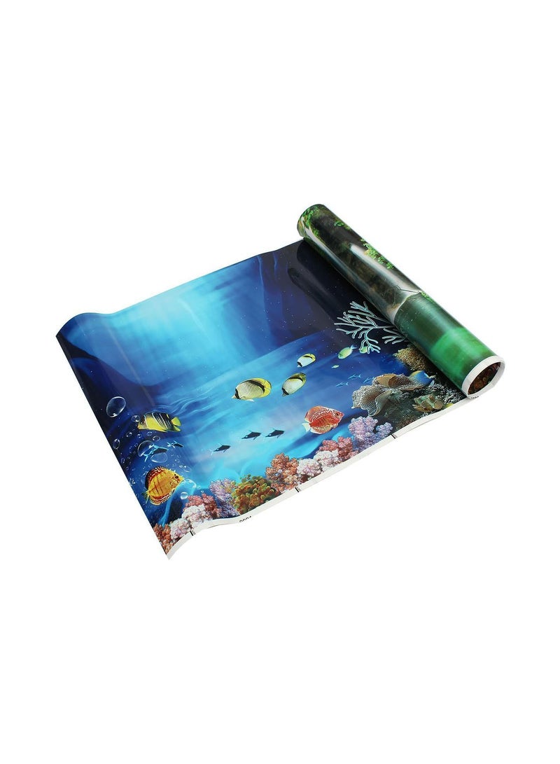 GGOOT Blue Fresh Sea Background Aquarium Ocean Landscape Poster Fish Tank Background Double-Sided Wallpaper Convenient and Practical - Image 1