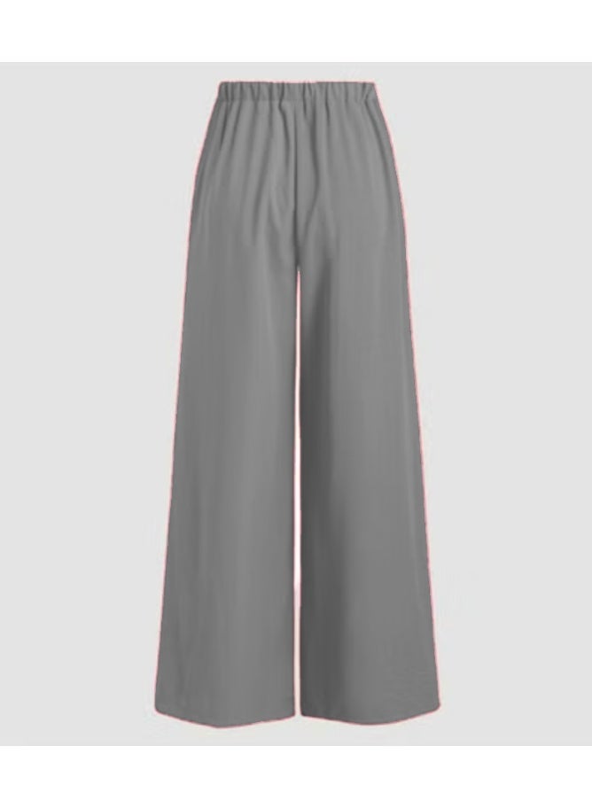 بنطال كاجوال بخصر مطاطي واسع الساق للسيدات KU047 - Image 2