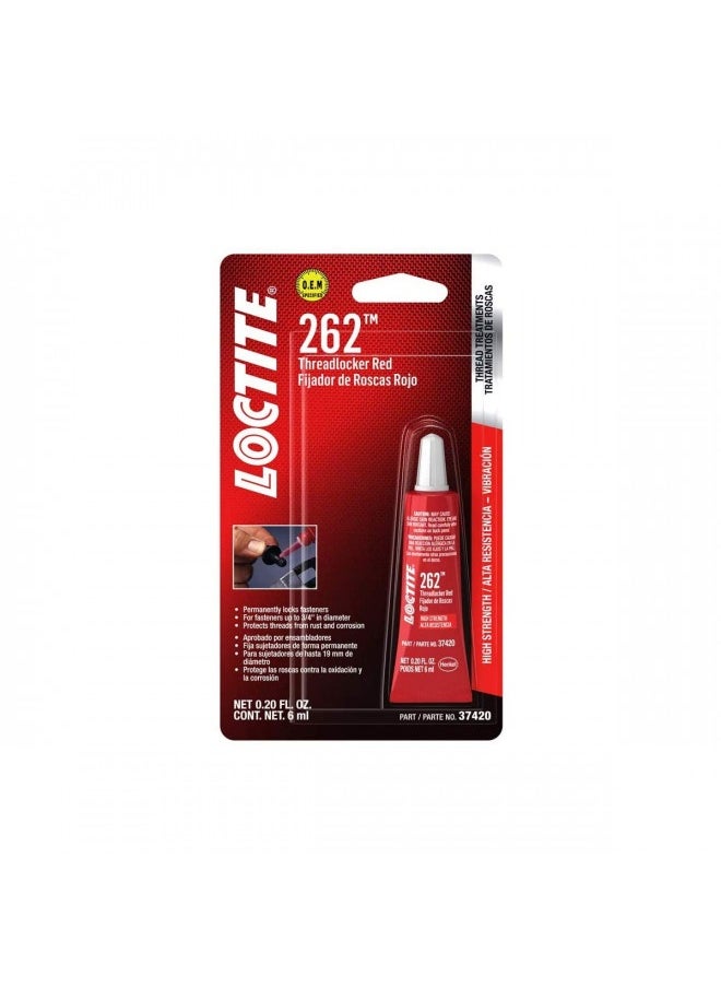 Loctite Loctite 262 Threadlocker For Automotive: High-Strength, Oil Tolerant, High-Temp, Anaerobic, Permanent, Works On All Metals | Red, 6 Ml Tube (Pn: 37420 - 487231)  - Image 2