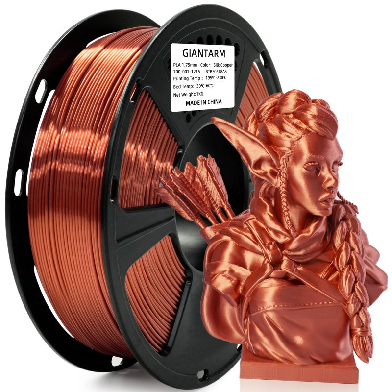GIANTARM 3D Printer Filament, Silk Copper Pla Filament, 1Kg(2.2lbs) Spool, 1.75mm Dimension Accuracy +/- 0.03mm, 3D Printing Filament - Image 1