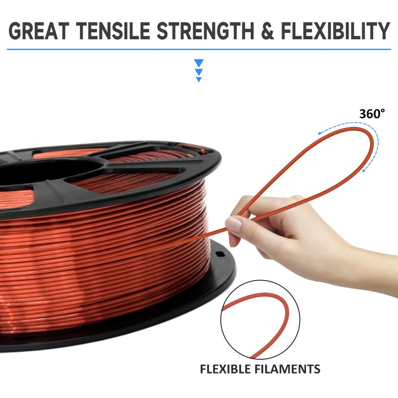 GIANTARM 3D Printer Filament, Silk Copper Pla Filament, 1Kg(2.2lbs) Spool, 1.75mm Dimension Accuracy +/- 0.03mm, 3D Printing Filament - Image 5