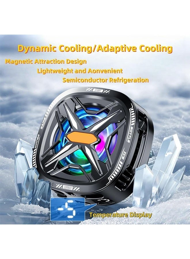 Magnetic Cell Phone Cooler, RGB Phone Cooling Fan Portable Lightweight Mobile Phone Cooling Fan, Phone Radiator with Temperature Display for Mobile Gaming, Tiktok Live Streaming - Image 3