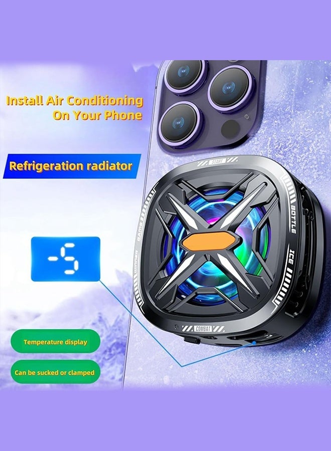 Magnetic Cell Phone Cooler, RGB Phone Cooling Fan Portable Lightweight Mobile Phone Cooling Fan, Phone Radiator with Temperature Display for Mobile Gaming, Tiktok Live Streaming - Image 4